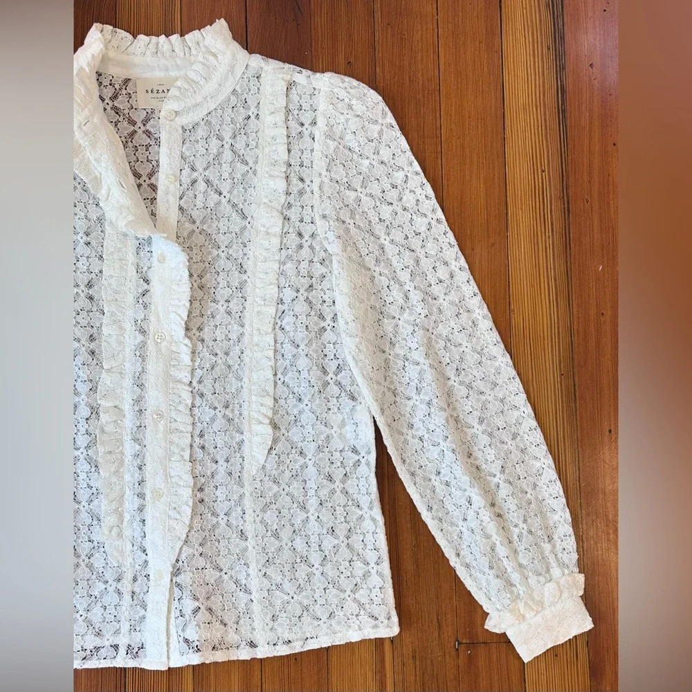 Sezane White Lace Blouse - Picture 7 of 14